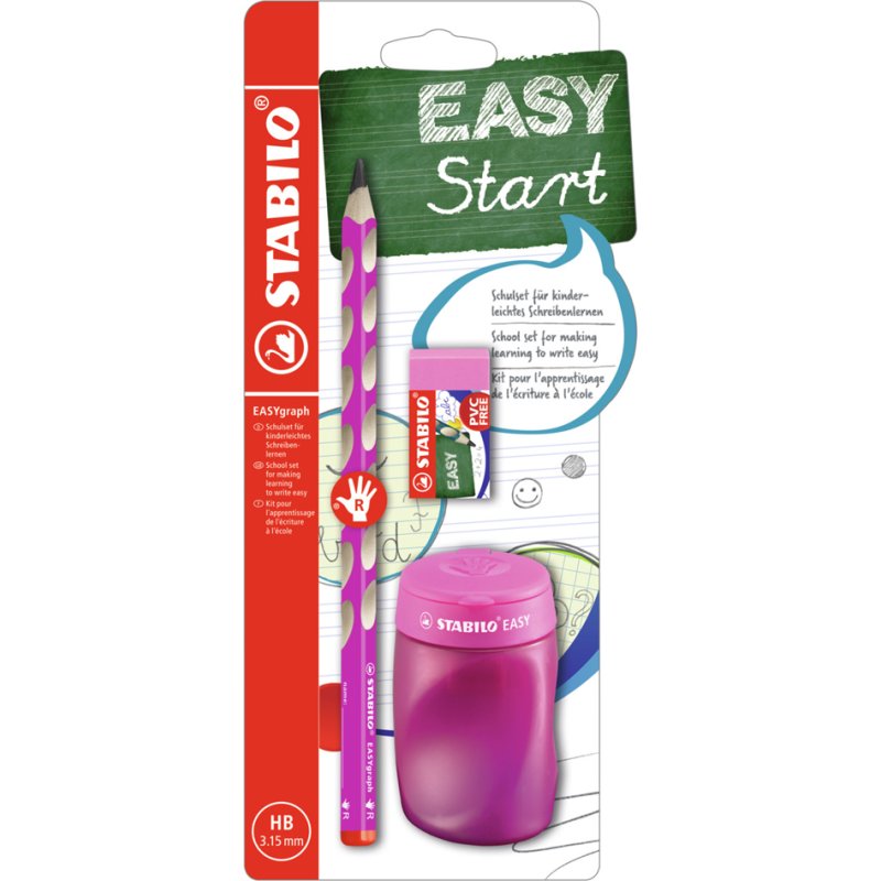 STABILO coffret scolaire EASYgraph, droitiers, bleu, HB 3,15 mm