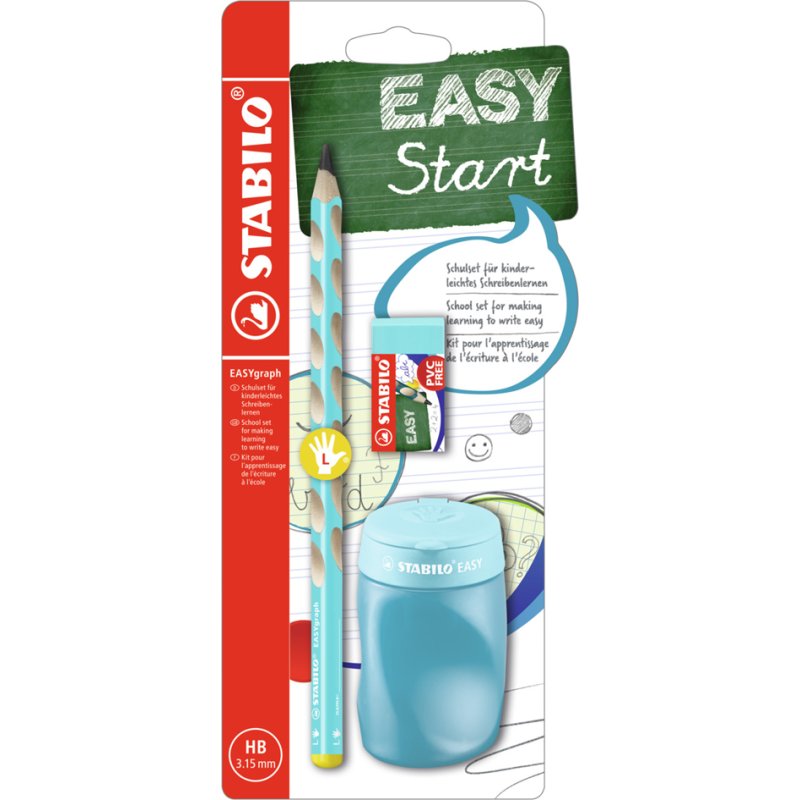 STABILO coffret scolaire EASYgraph, droitiers, bleu, HB 3,15 mm
