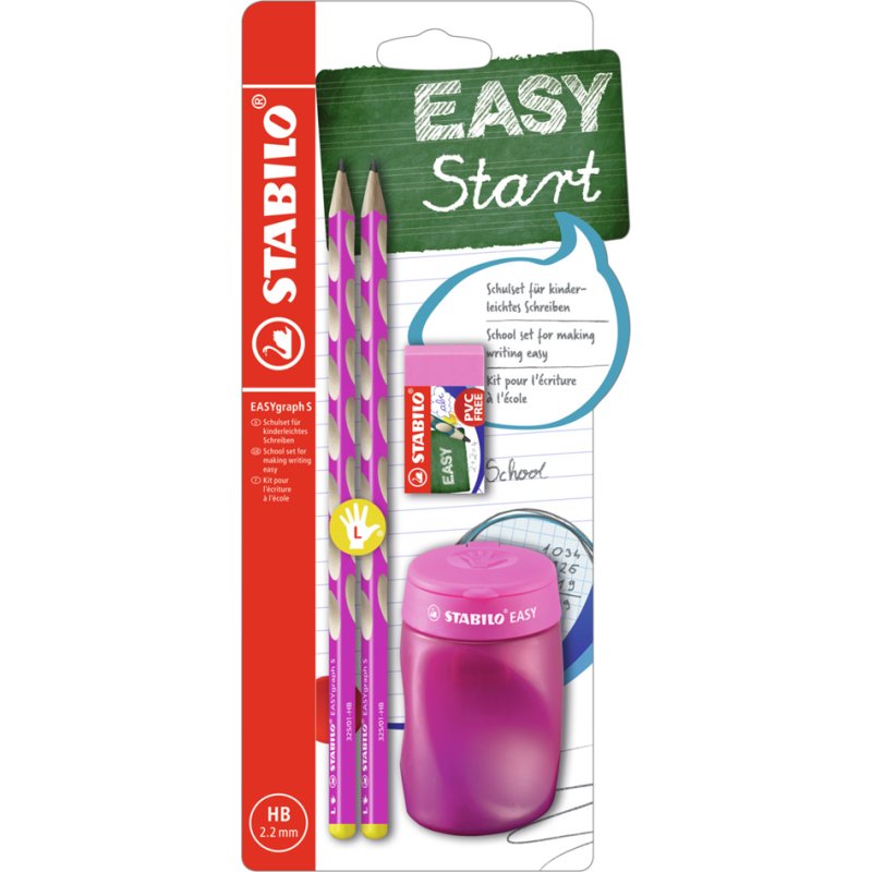STABILO coffret scolaire EASYgraph S, gauchers, rose, HB