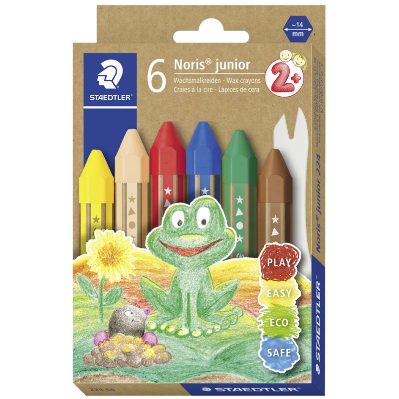 STAEDTLER waskleuren Noris junior, zeskantig, 6 kleuren, 14 mm