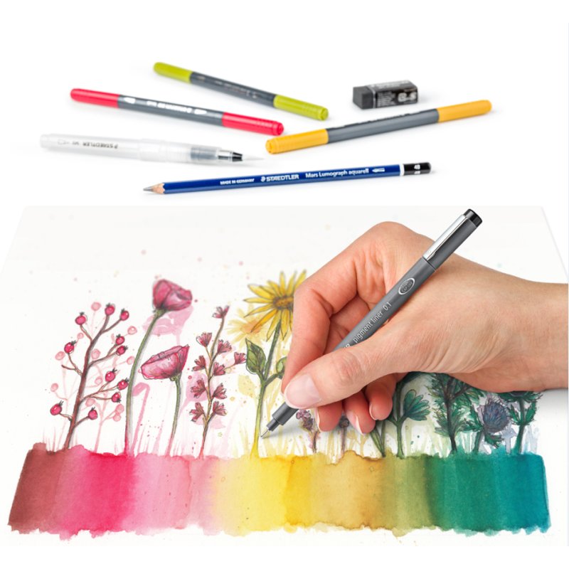 STAEDTLER aquarelset Floral Aquarelle, 8 crayons doubles, série Design Journey