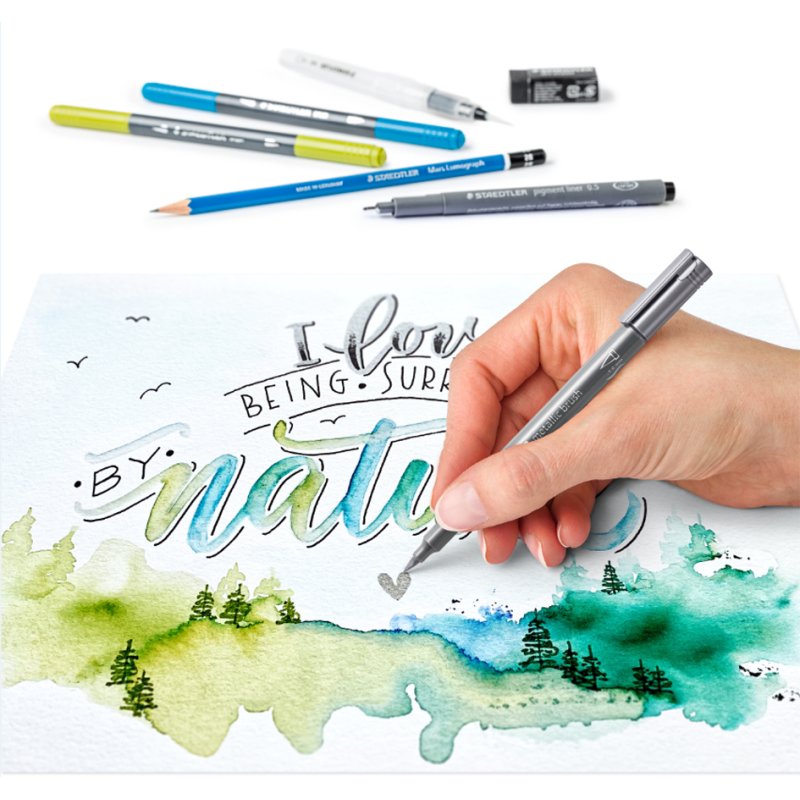STAEDTLER Ensemble aquarelle et stylos pinceau, Design Journey, 11 pièces