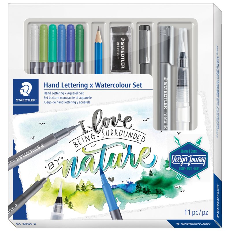 STAEDTLER Ensemble aquarelle et stylos pinceau, Design Journey, 11 pièces