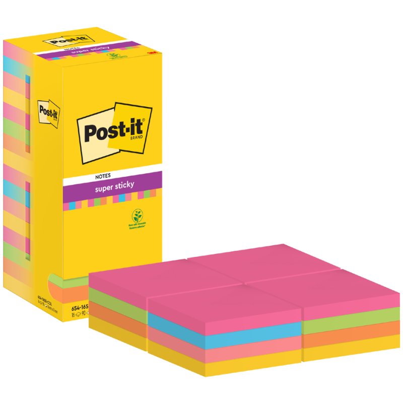 Post-it Super Sticky notes, coloured, 16 pads