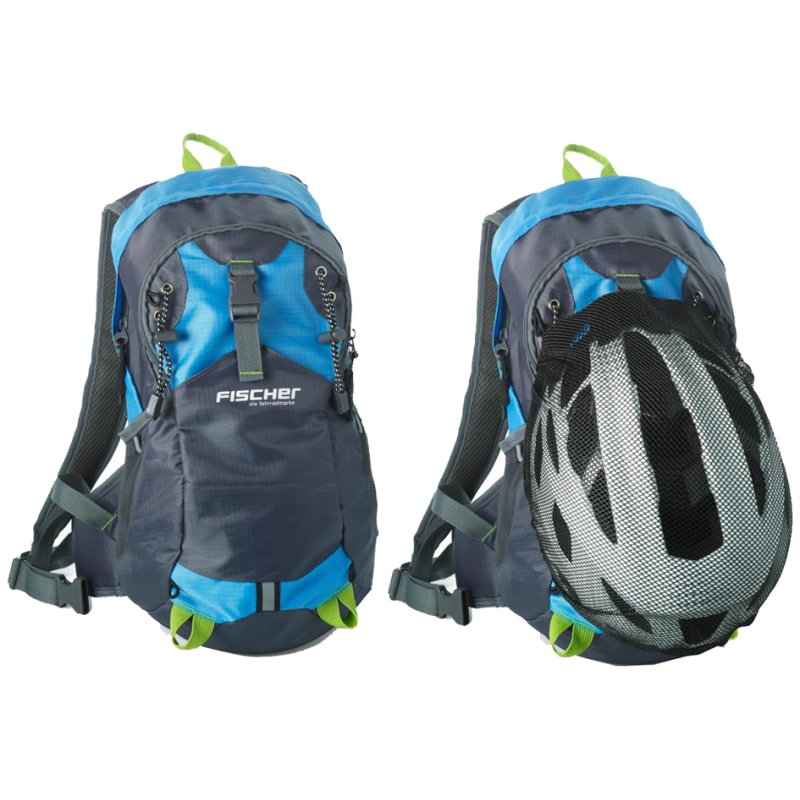 FISCHER sac à dos avec filet pour casque, bleu/gris, housse de pluie amovible