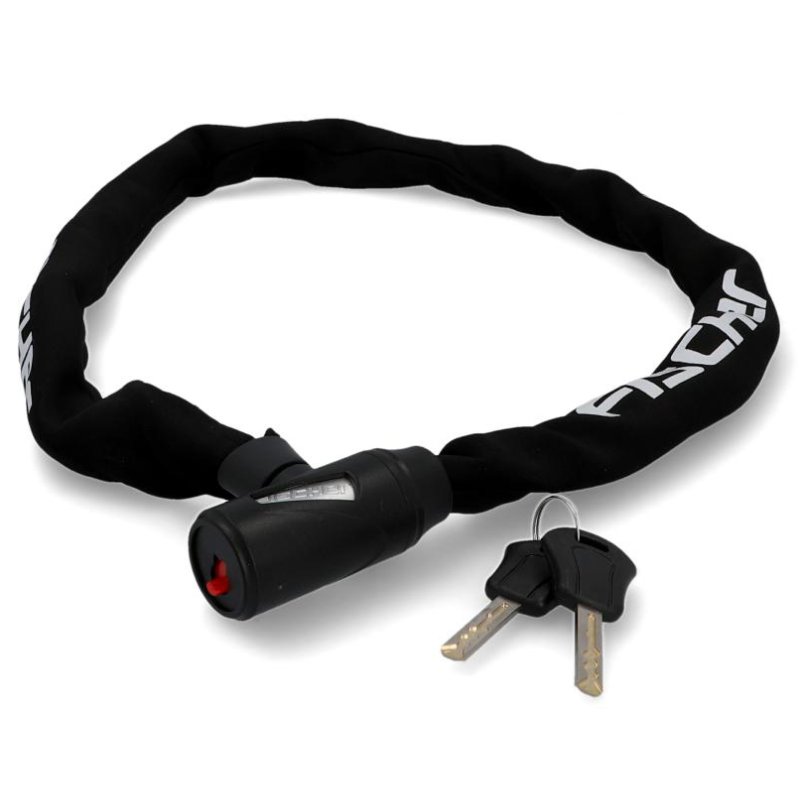 FISCHER antivol chaîne pour vélo néoprène, 6 mm acier, 100 cm, 2 clés