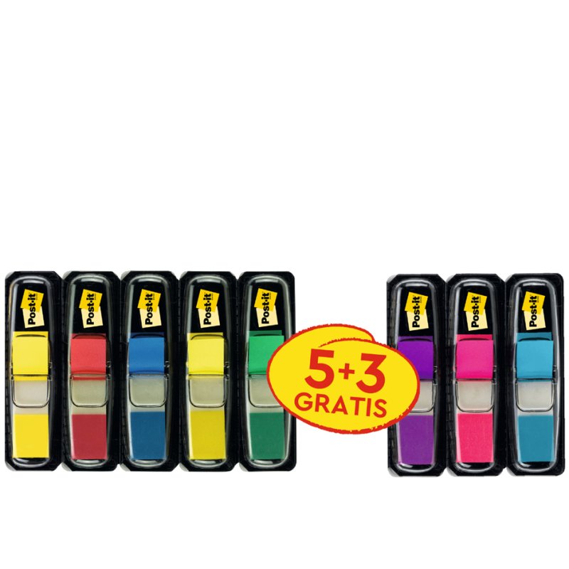 Post-it Index Mini, 11,9 × 43,2 mm, assortiment couleurs, 8 × 35 pièces