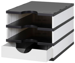 styro sorteerstation styrodoc uno SET, 3 vakken, wit/zwart, 1 systeemlade