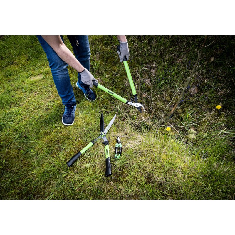 BRÜDER MANNESMANN garden shears set, 3-piece, black/green, PTFE coating
