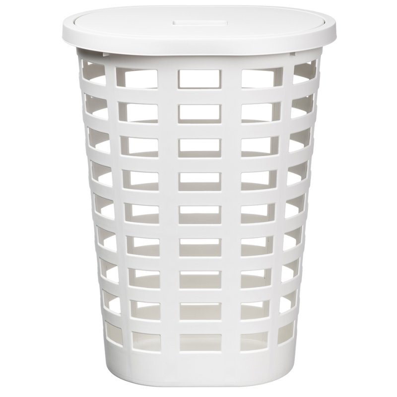 plast team Panier de rangement, blanc, PPC, avec couvercle