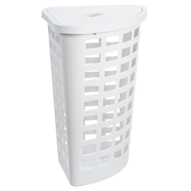 plast team Panier à linge, blanc, avec couvercle, finition mate