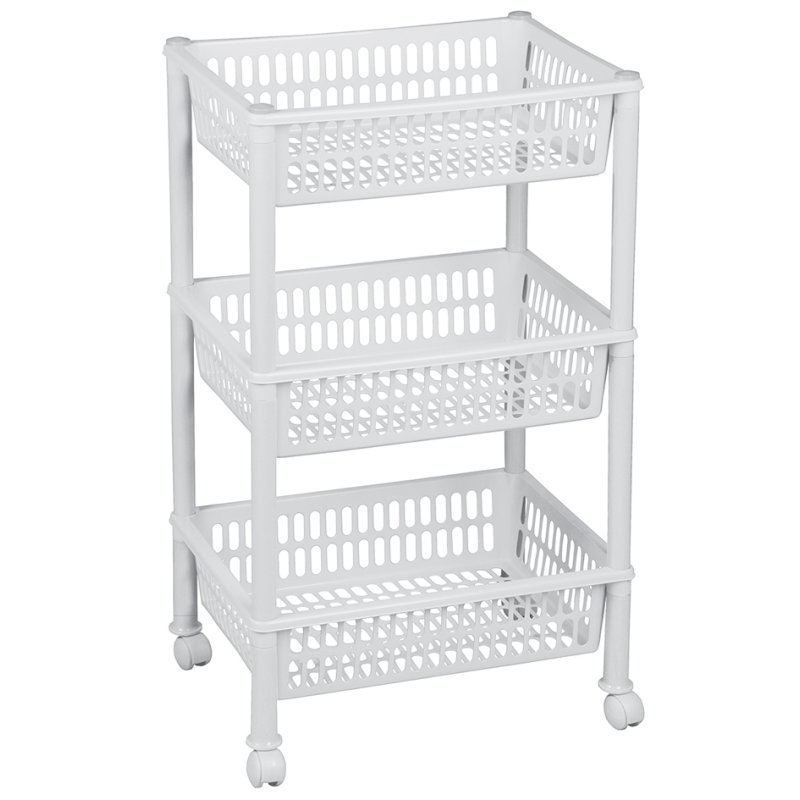 Plast Team chariot de rangement, 3 paniers, argent, 394×290×685 mm
