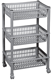 Plast Team opbergwagen met 3 manden, wit, 394×290×685 mm