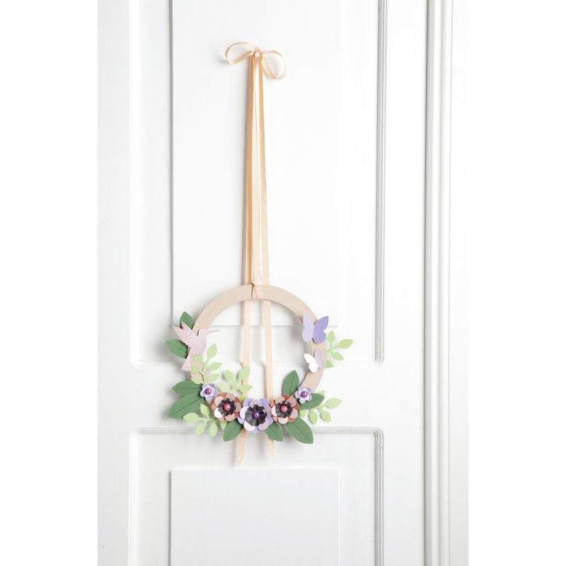 folia bloemenkrans-knutselset, voor 3 kransen, 200/250/300 mm, voorgestanst