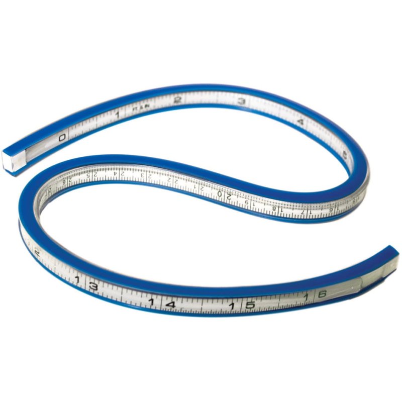 WESTCOTT règle flexible courbe, 400 mm, blanc/bleu