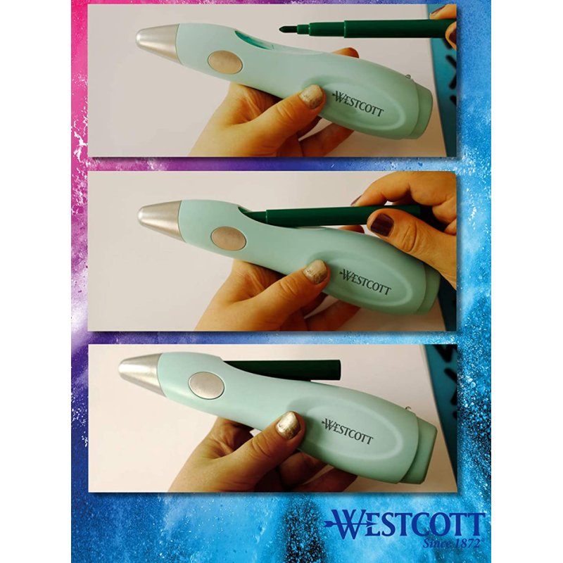 WESTCOTT ensemble créatif baguette magique avec stylo aérographe, 12 marqueurs, 19 pochoirs