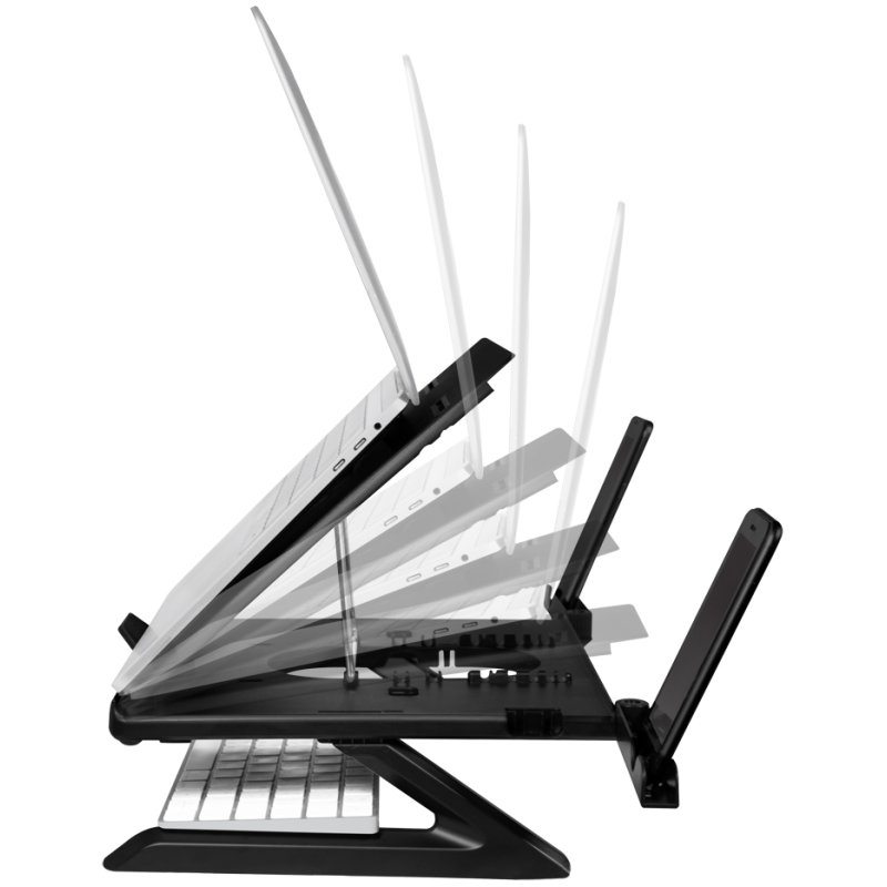 LogiLink support pour ordinateur portable avec porte-téléphones, noir, 10-15,6 pouces, pliable