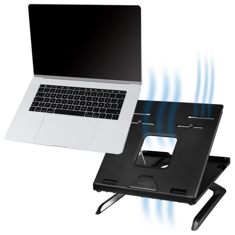 LogiLink support pour ordinateur portable avec porte-téléphones, noir, 10-15,6 pouces, pliable