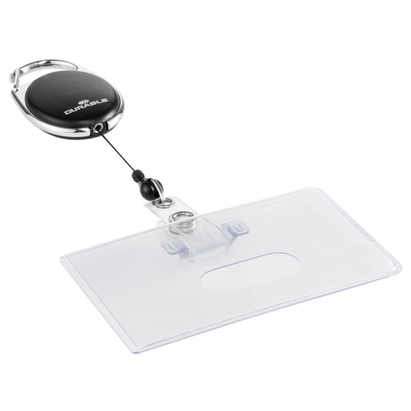DURABLE porte-badge avec enrouleur pour 1 carte, 54×87 mm, mousqueton