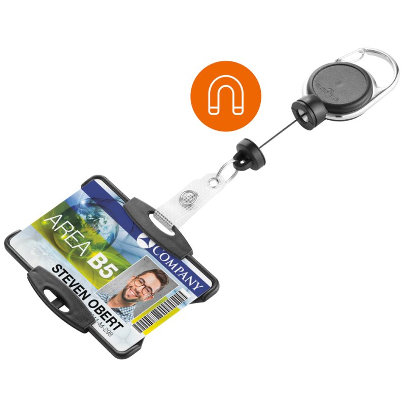 DURABLE porte-badge avec yoyo extra strong, noir, 54×87 mm