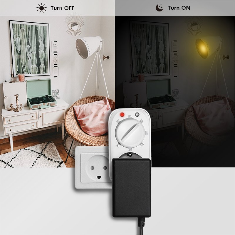 LogiLink mechanical timer switch with twilight sensor, white, IP20