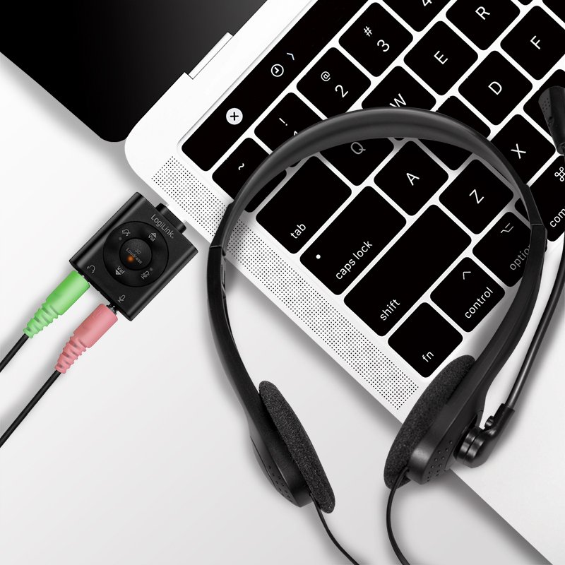 LogiLink stereo headset with microphone, black, 3.5 mm connection, volume control