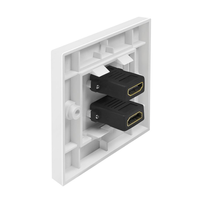 LogiLink prise murale, 2x coupleur HDMI, blanc, 86×86 mm