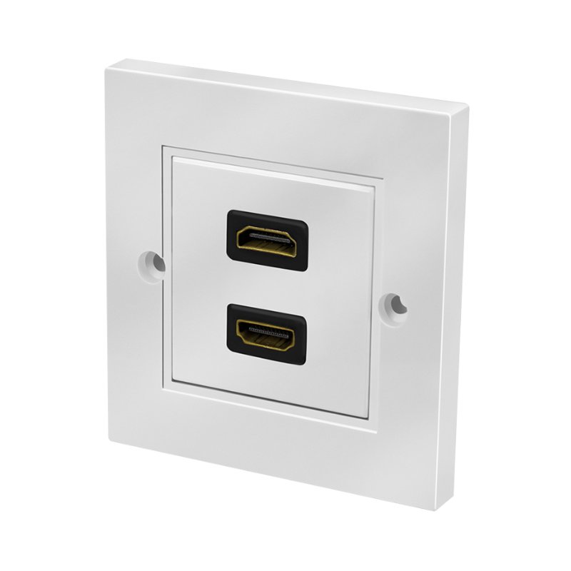 LogiLink prise murale, 2x coupleur HDMI, blanc, 86×86 mm