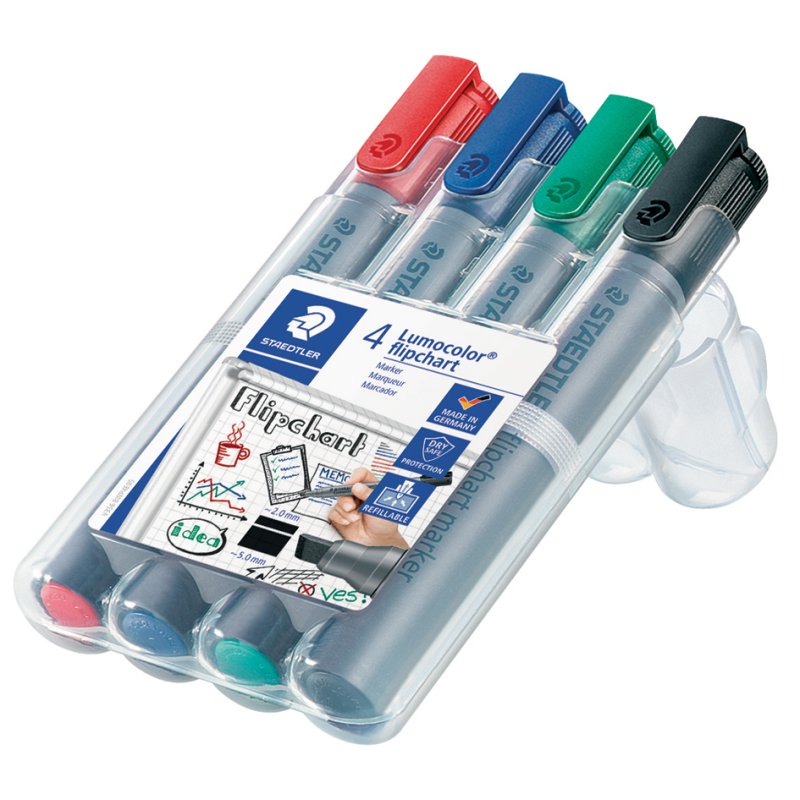 STAEDTLER Lumocolor flipchartmarkers, navulbaar, 2-5 mm keilpunt, 6 stuks