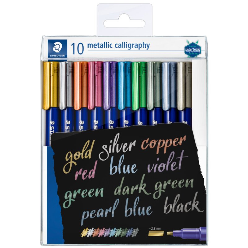 STAEDTLER marqueurs permanents métalliques calligraphie, 2,8 mm, 10 pièces