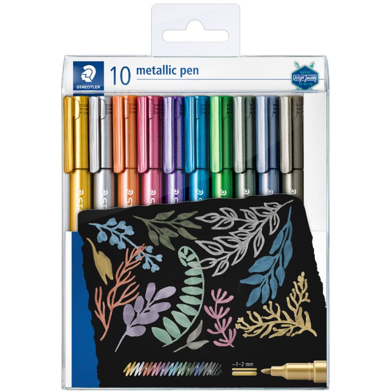 STAEDTLER permanent pens metallic, round tip, 10 pieces
