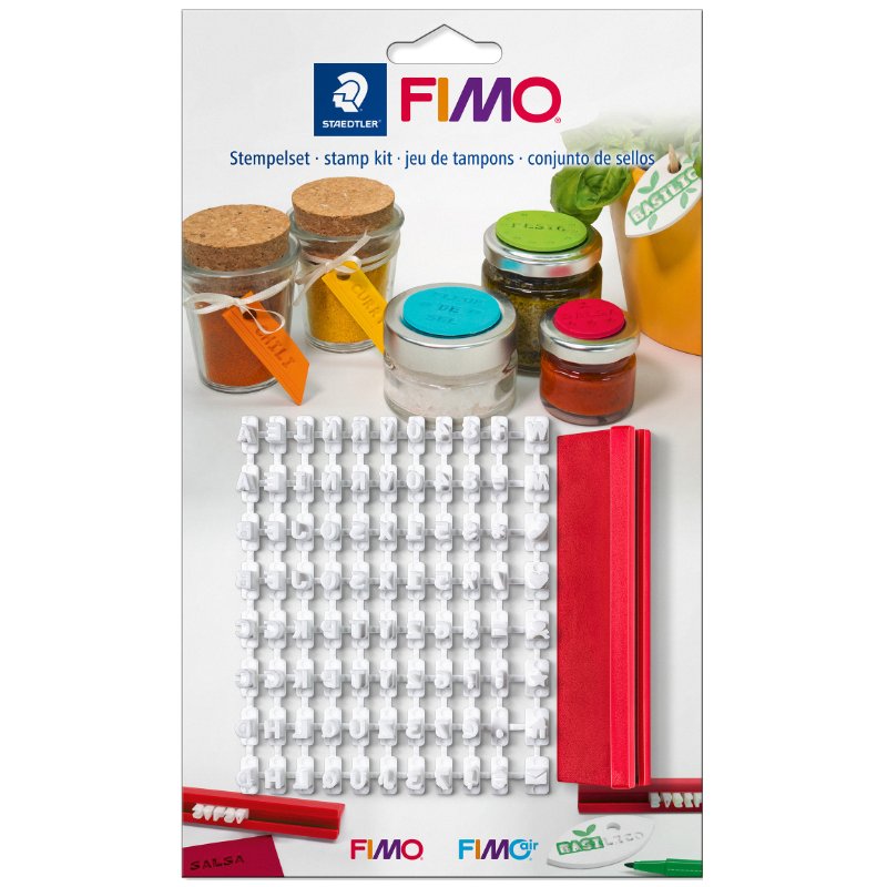 FIMO kit de tampons, 88 caractères, hauteur de lettre 5 mm, boîtier en plastique