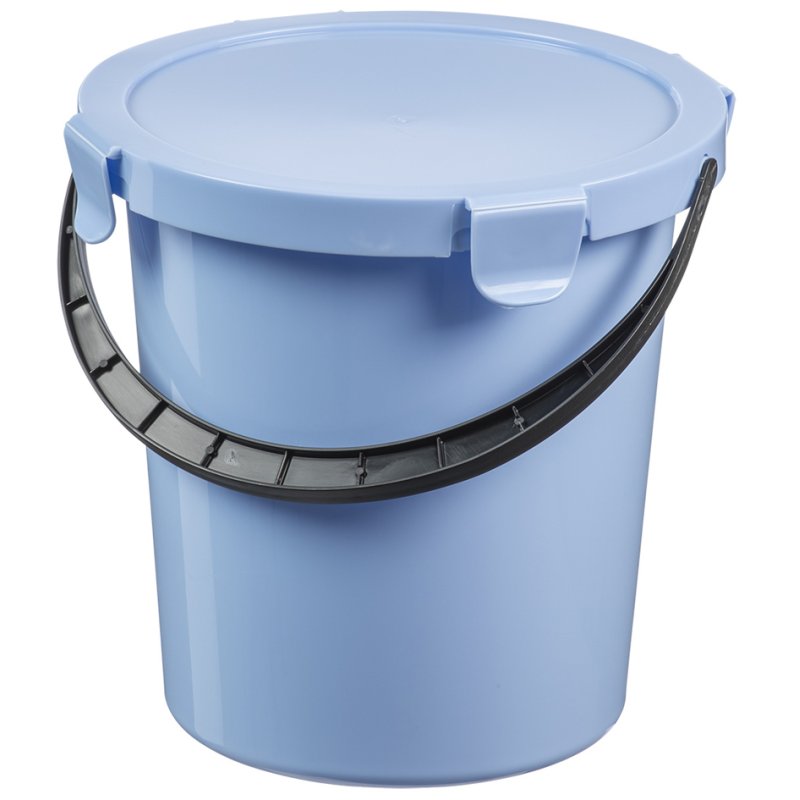 plast team seau de rangement avec couvercle, bleu clair, 5 litres