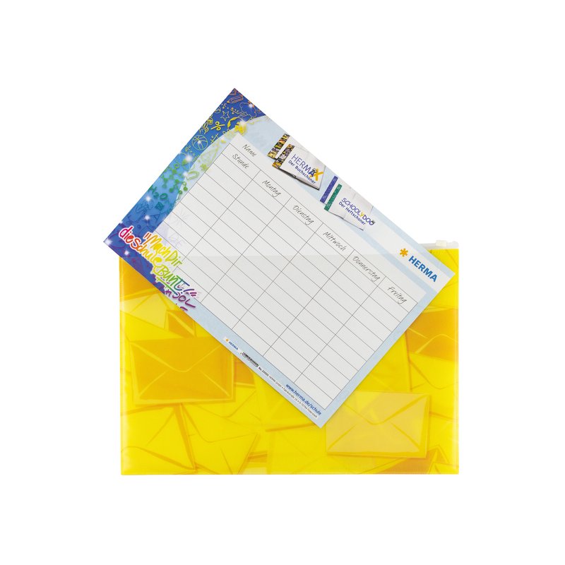 HERMA A4 document folder with zip, PP plastic, yellow