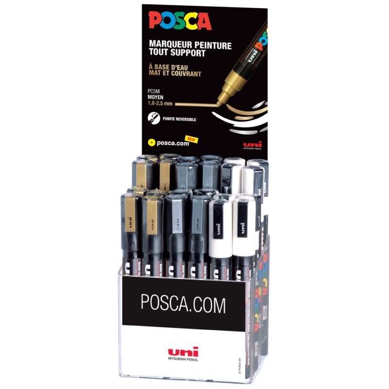 POSCA pigmentmarkers PC-5M, 36 stuks, wit/goud/zilver
