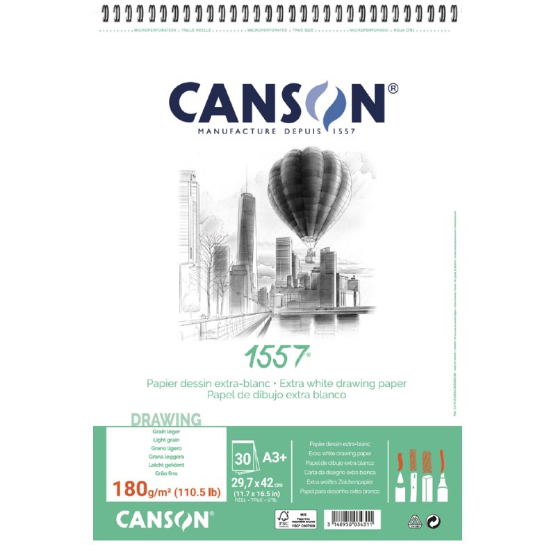 CANSON bloc de croquis 1557 A3+, 120 g/m², 50 feuilles