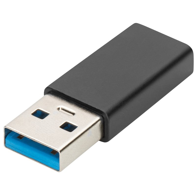 DIGITUS Adaptateur USB-C, USB-A vers USB-C, noir, aluminium