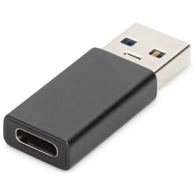 DIGITUS Adaptateur USB-C, USB-A vers USB-C, noir, aluminium
