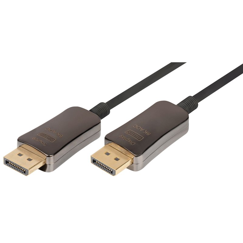 DIGITUS Câble hybride DisplayPort fibre optique, 8K UHD, 15 m, noir
