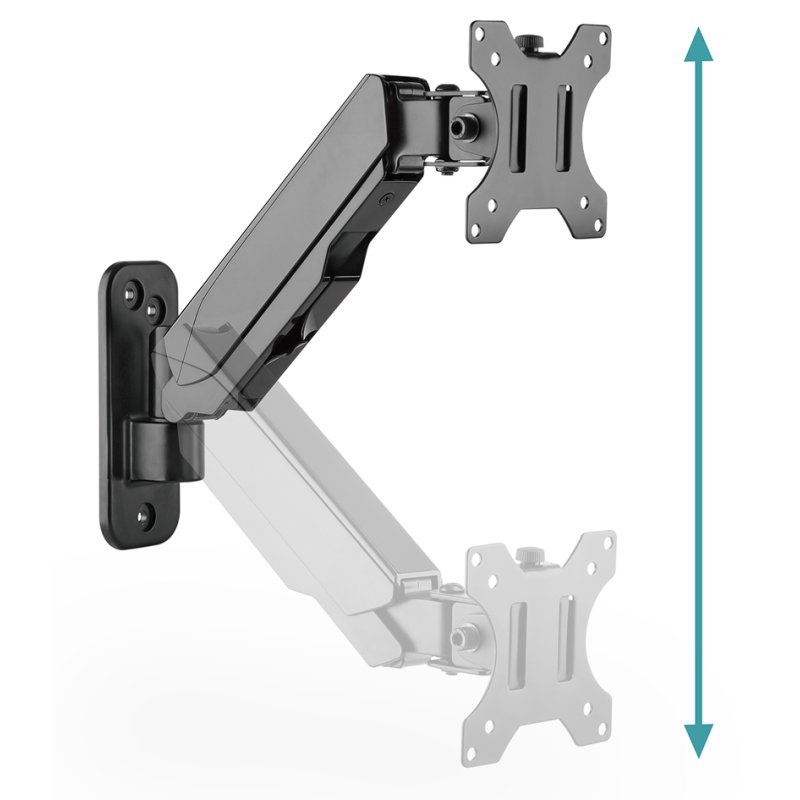 DIGITUS universele monitorarm voor wandmontage, 17-32 inch, gasdrukfeder, zwart mat