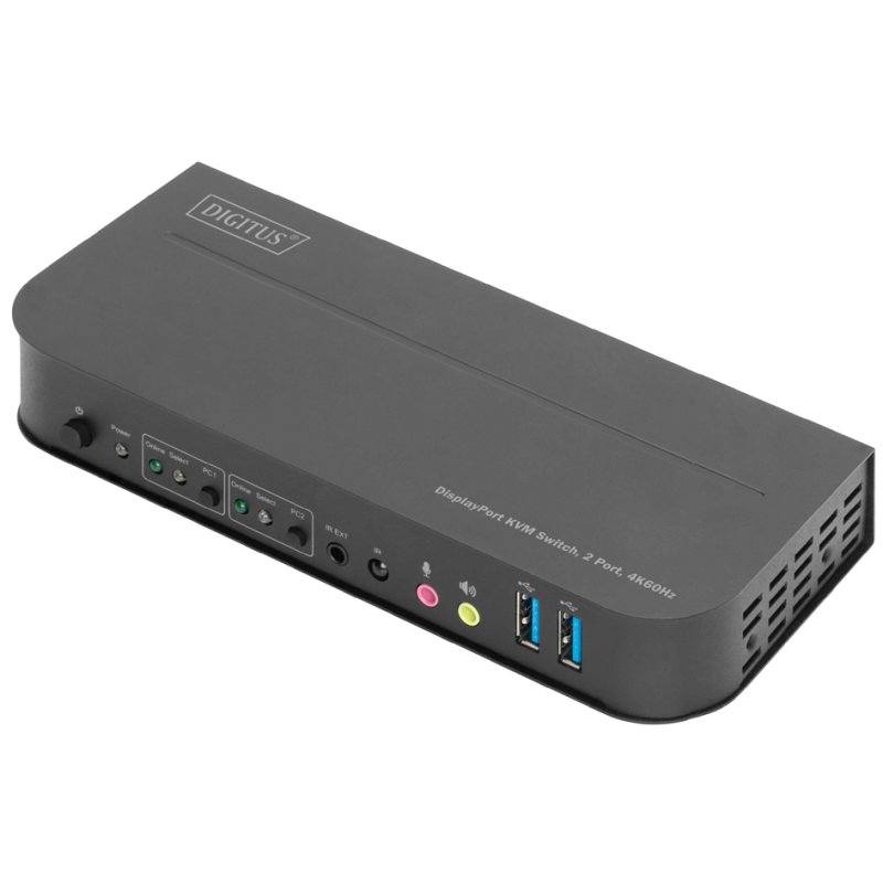 DIGITUS KVM switch, 2 ports, 2x DisplayPort input, 1x DisplayPort/HDMI output