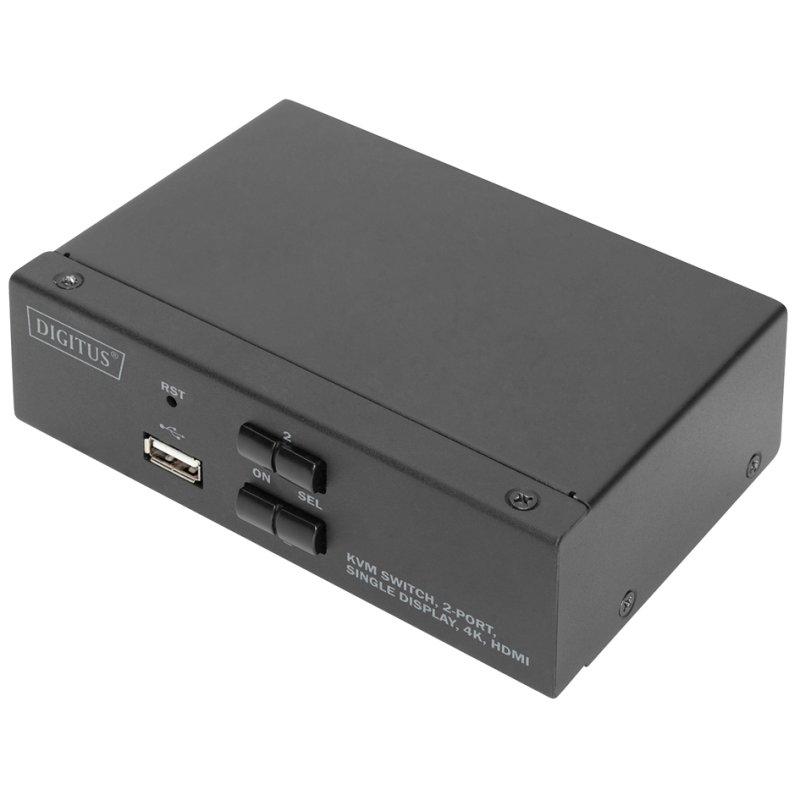 DIGITUS KVM switch, black, 2 ports, 4K HDMI, single display