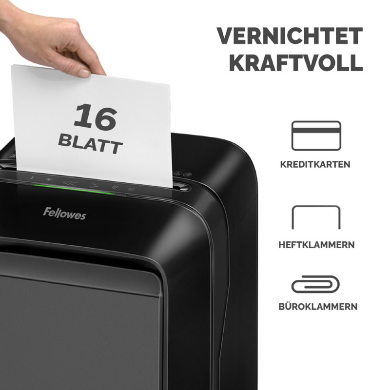Fellowes destructeur de papier Powershred LX210, noir, 4×12 mm, 16 feuilles