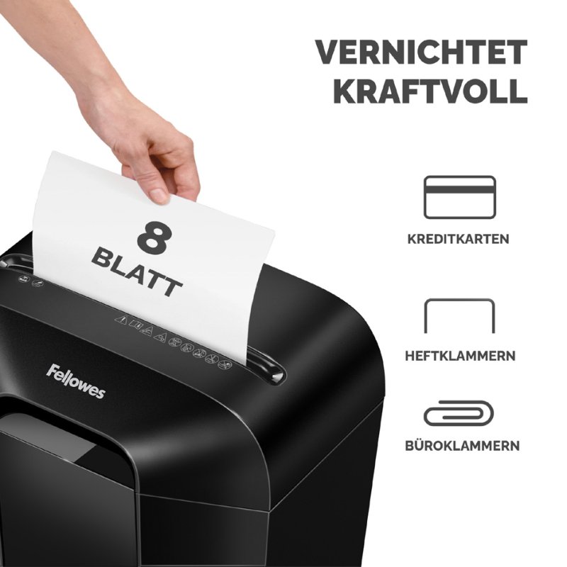 Fellowes papiervernietiger Powershred LX45, 8 vel, 17 liter, zwart