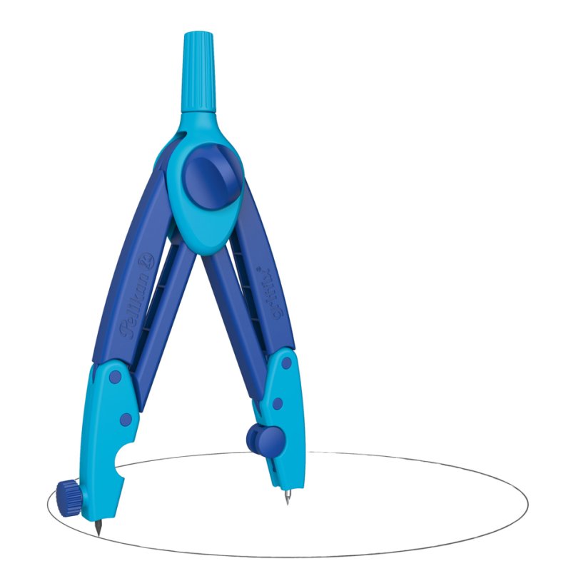 Pelikan compas scolaire, bleu, plastique, surface antidérapante