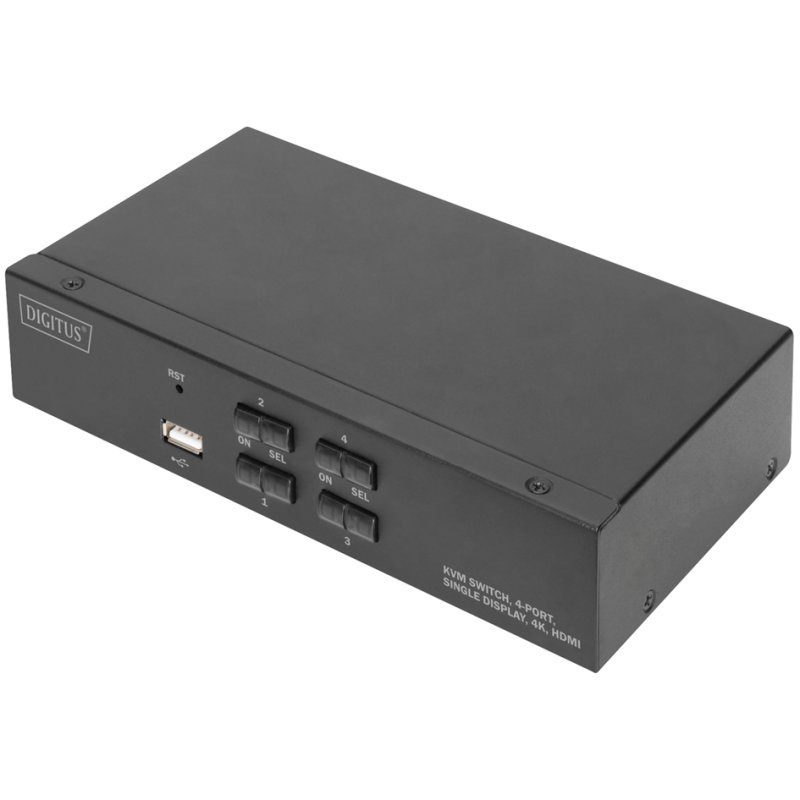 DIGITUS Commutateur KVM, 4 ports, 4K HDMI, affichage unique