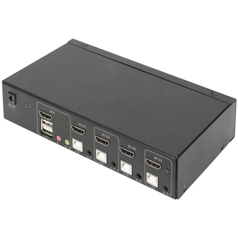 DIGITUS Commutateur KVM, 4 ports, 4K HDMI, affichage unique