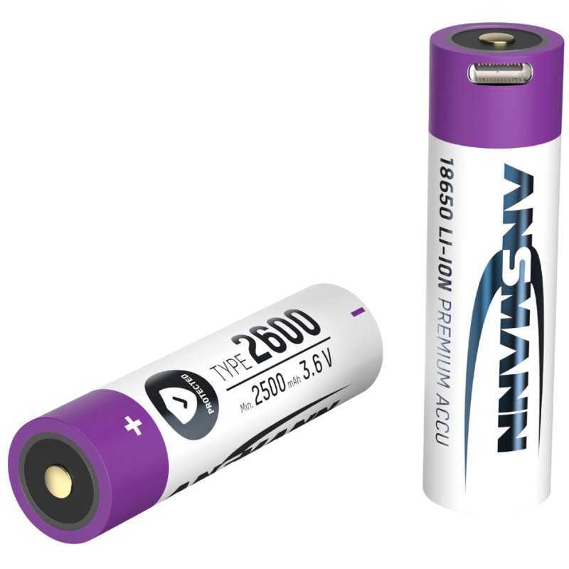 ANSMANN Li-Ion accu 18650, USB-C aansluiting, 2600 mAh
