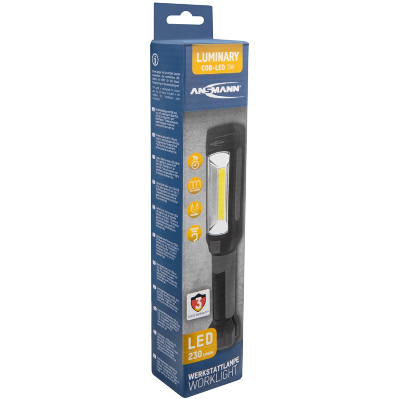 ANSMANN LED werkplaatslamp WL230B, grijs/zwart, 230 lumen, 3 watt