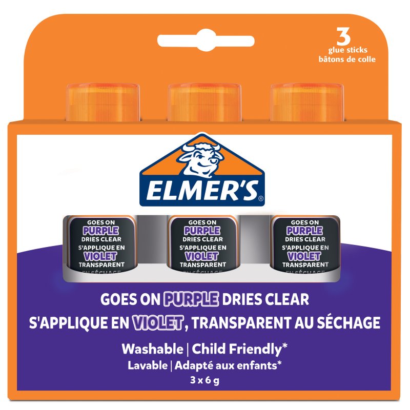 ELMER'S lijmstift paars verdwijnend, 6 g, 3 stuks